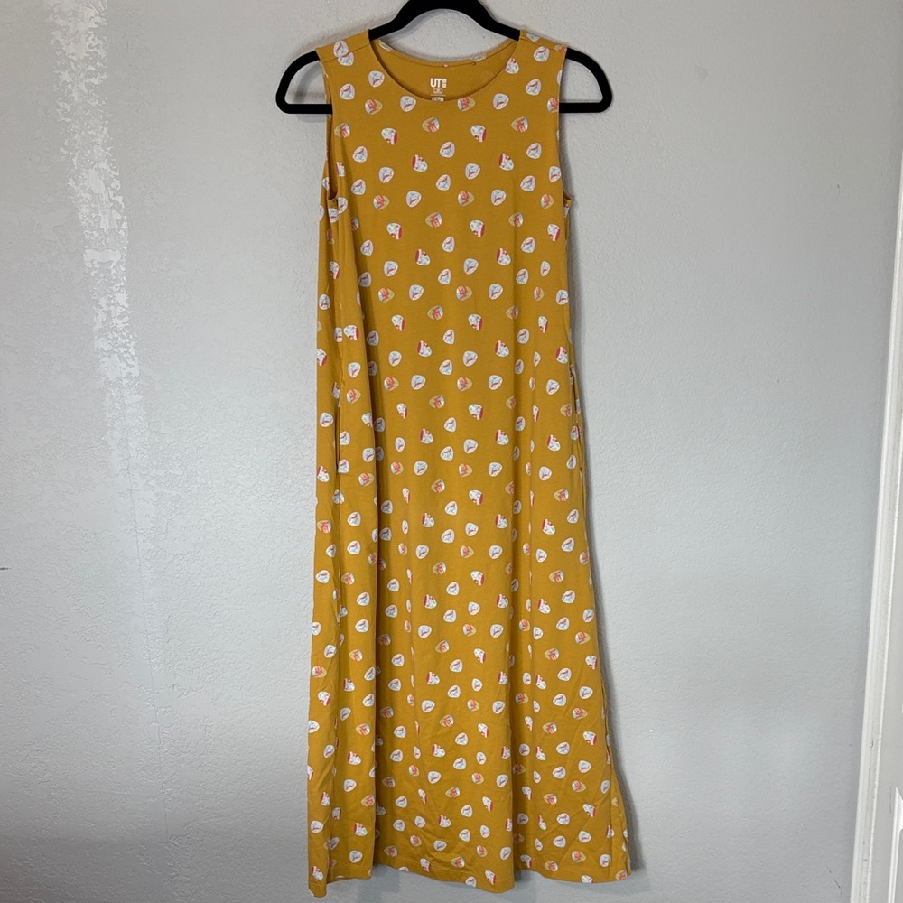 Uniqlo Tale of Gengi Cotton Yellow Print Maxi Dress XS